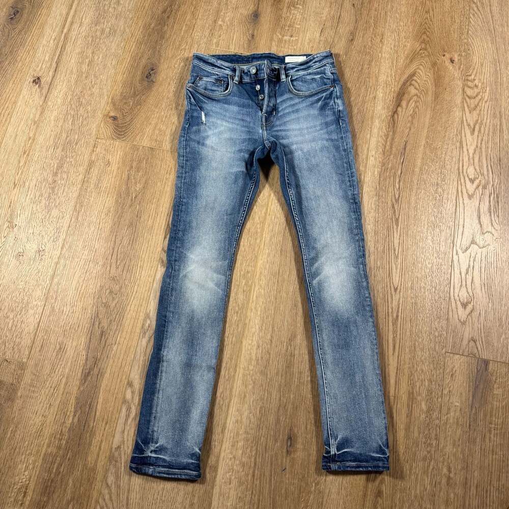AllSaints Cigarette Skinny Jeans Blue Distressed Wash Mid Rise W28 Denim - Picture 2 of 9